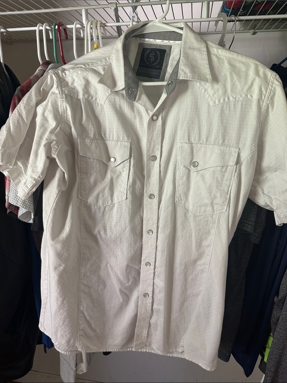 Men's White Short-Sleeve Western Shirt